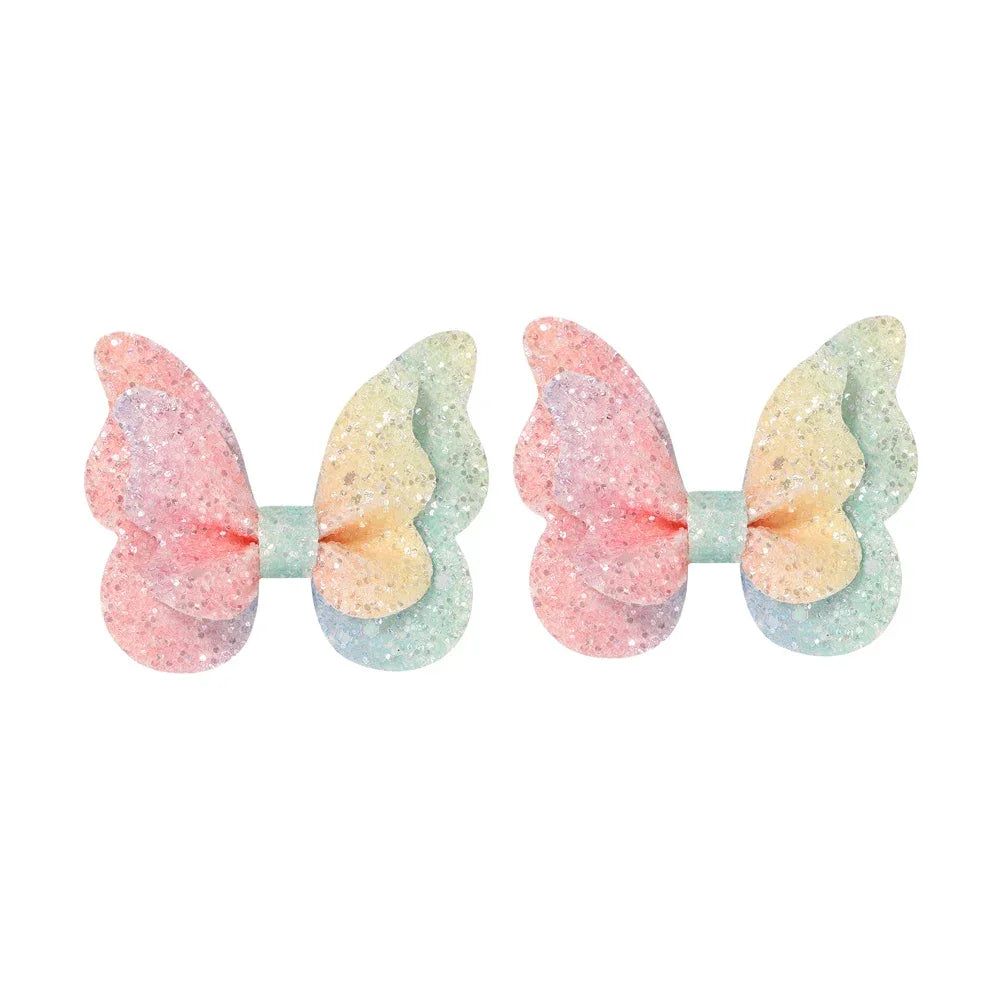 2/4/5Pcs Women Girl Glitter Butterfly Hair Clip for Children Sequins Bow Hairpins Cute Headwear Trendy Hairgrip Hair Accessories