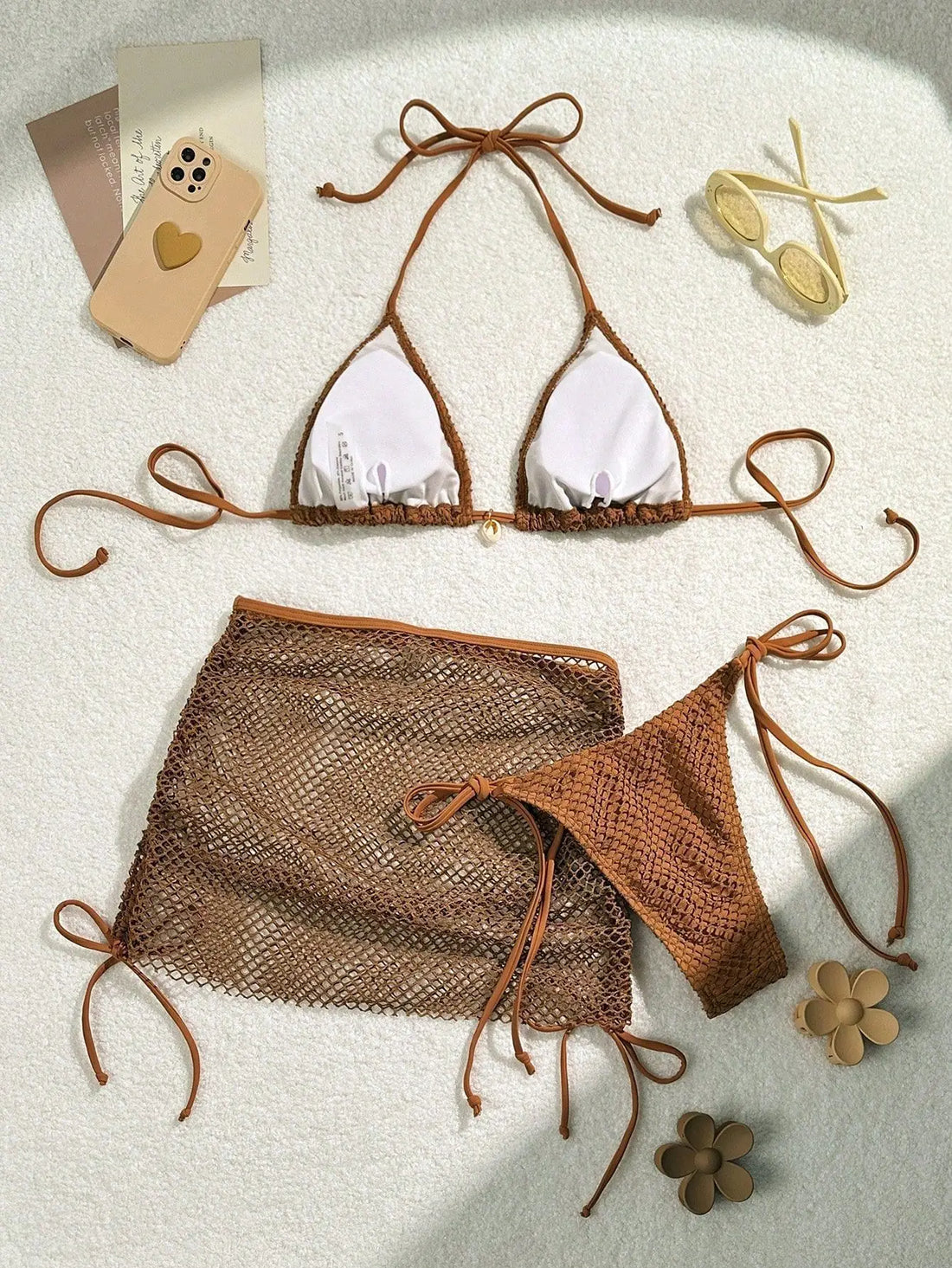 New Sexy Net Bikinis Female Swimsuits Women Three-Piece Swimwear Beach Swim Wear Bathing Suits Brazilian Bikini Set Pool Bather