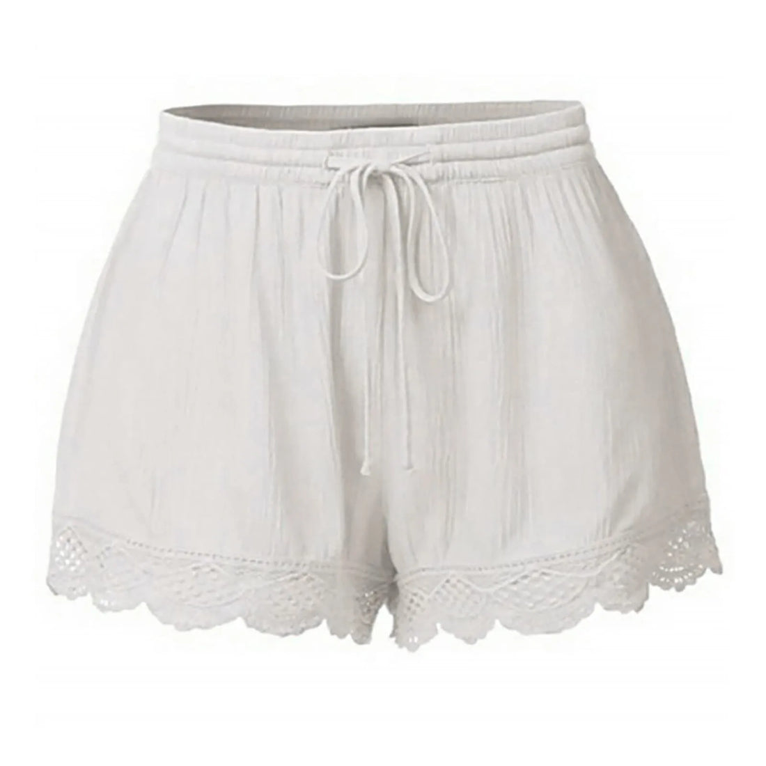 Ladies’ Casual And Versatile Solid Color Patchwork Lace Drawstring Shorts Basics Comfortable High Quality Plus Size Summer Pants