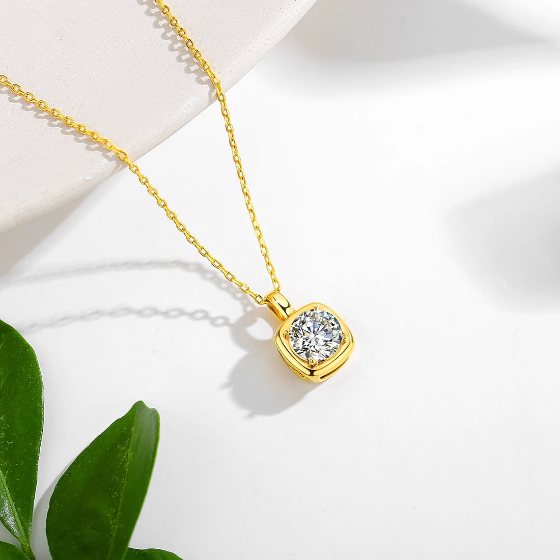 Casual 14K Gold AU585 Personalized Necklace 1ct Moissanite Diamond Sugar Cube Pendant for Woman Wedding Gifts Certified Jewelry