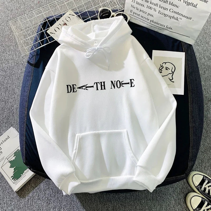 Anime Death Note Hoodies Men Kawaii Cartoon Graphic Streetwear Harajuku Winter Warm Sweatshirts Male Pullover Top