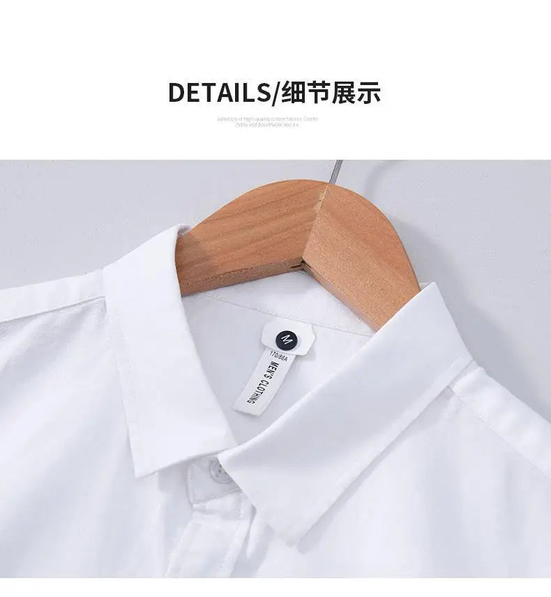 2024 New High-quality 100% Cotton Business Casual Men's Short-sleeve Shirt,M-4XL White Formal Work Shirt
