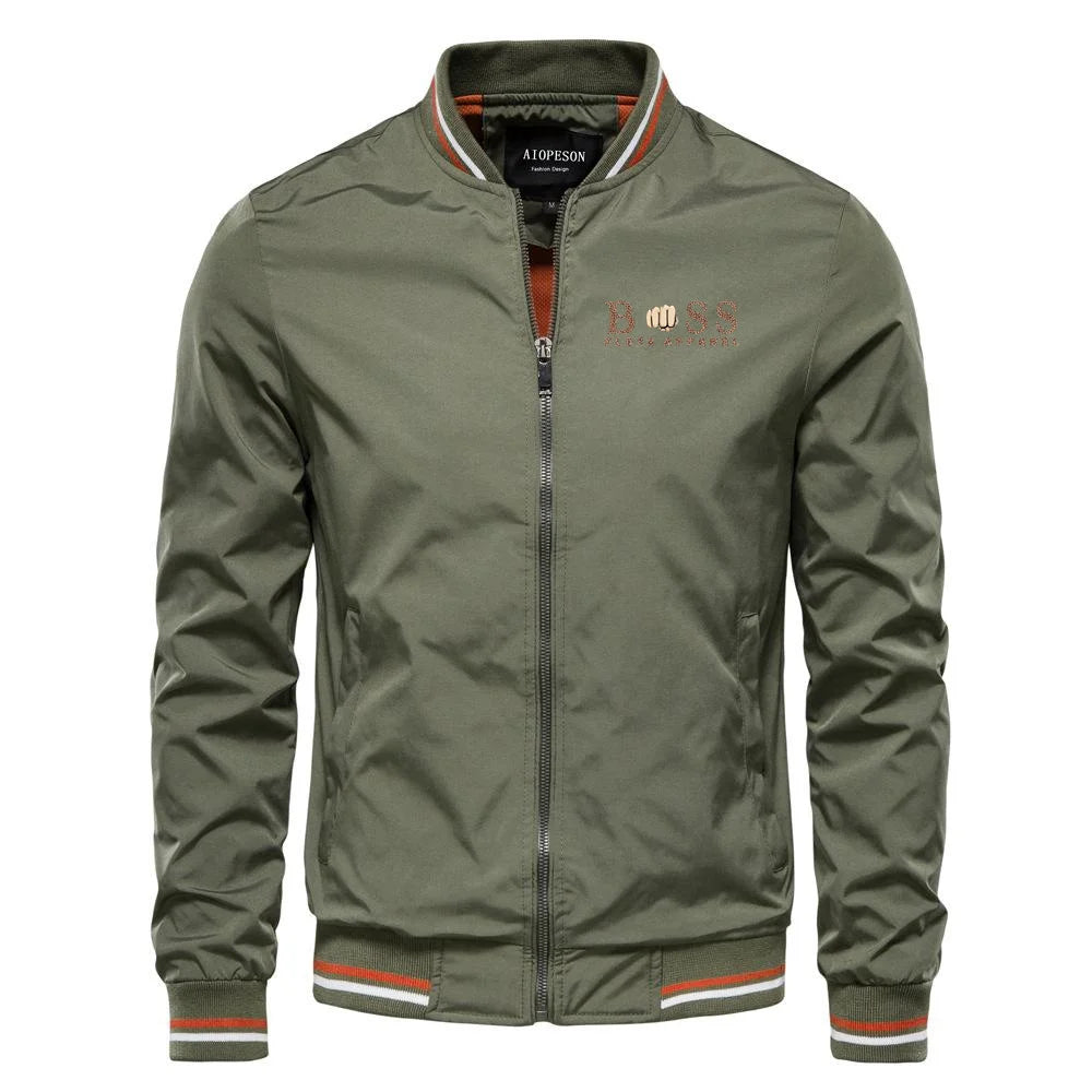 Spring and Autumn new men's luxury brand trench coat, sporty men's fashionable printed motorcycle casual high-quality jacket