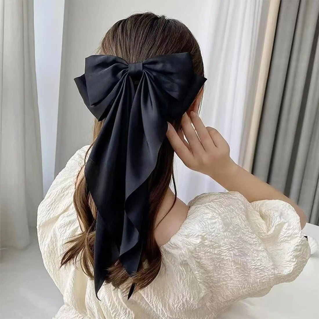 2/3/4/6/12pcs/set Silky Satin Oversized Bowknot Ribbon Hair Clip For Women Barrettes Metal Clips Aesthetic Hair Accessories