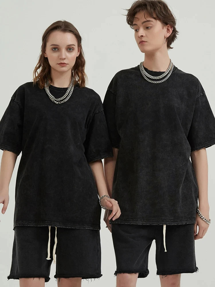 Anime Men's T Shirts Gothic Printed T-Shirt Hip Hop Streetwear Punk Summer Vintage Washed Oversized Tops Men Clothing