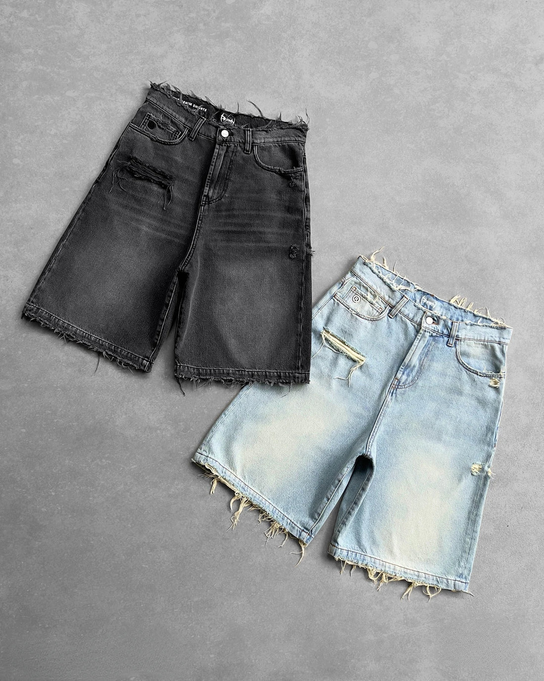 Reaven High Quality Black Punk Washed Denim Shorts Mens Summer Hip Hop Ripped Hole Raw Edge Jorts Y2k Retro Street Jean Shorts