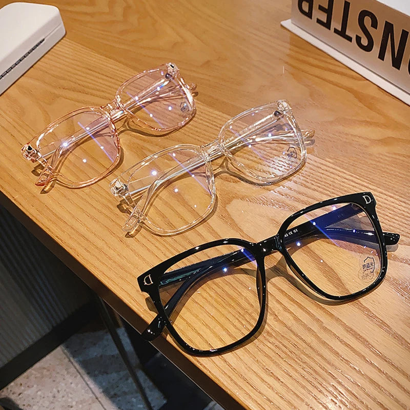 New Large Frame Myopia Glasses Anti-Blue Light Eyewear Women Eye Protective Computer Goggles Diopters -1.0 -1.5 -2.0 To -6.0
