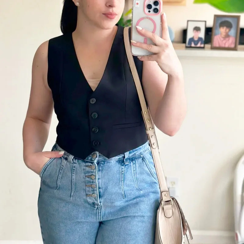 TRAF Top Women Summer 2024 Tank&Camis Vest Tops Ladies Fashion Casual Elegant Sleeveless White Black Blue Khaki Tank Tops