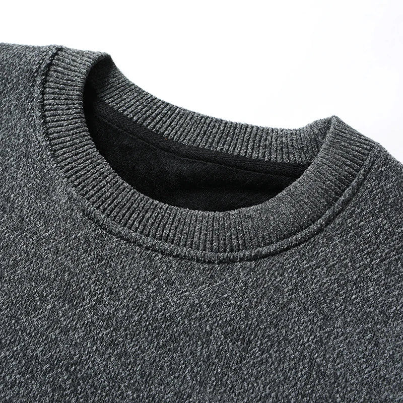 Autumn Winter Fashion Sweater Men's Round Neck Pullovers Fleece Thick Warm Jumpers Pattern Patchworked Men's Clothes