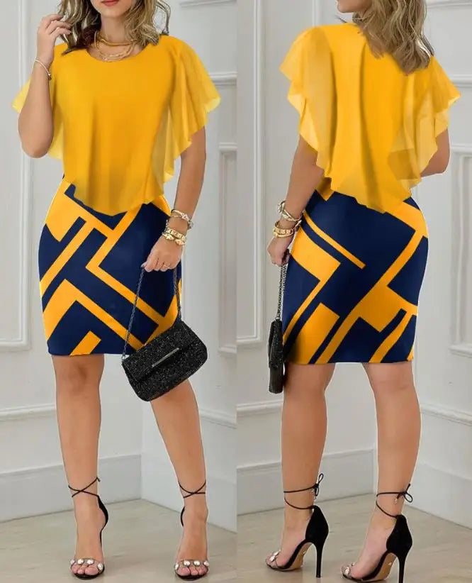 Elegant Evening Party Dresses for Women Sexy Cloak Sleeve Contrast Sequin Slit Bodycon Dress New Fashion 2023 Casual Female
