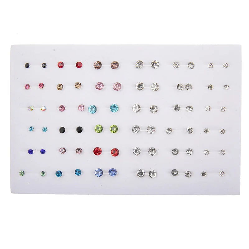 36Pair Mixed Size Colorful Crystal Stud Earrings Set Women Girls Small Plastic Clay Animals Fruit Earrings Set Jewelry Gifts