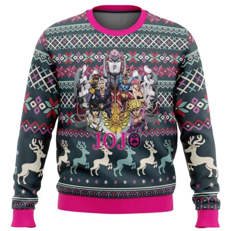 JoJo's Bizarre Adventure- Ugly Christmas sweater for men, Santa Claus sweater, sweatshirt and fleece top