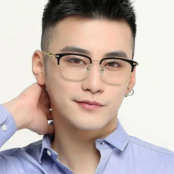 New Fashion Metal Half-frame Reading Glasses Men Women Eye Protection Anti-Blue Light Goggles High-End Business Eyeglasses