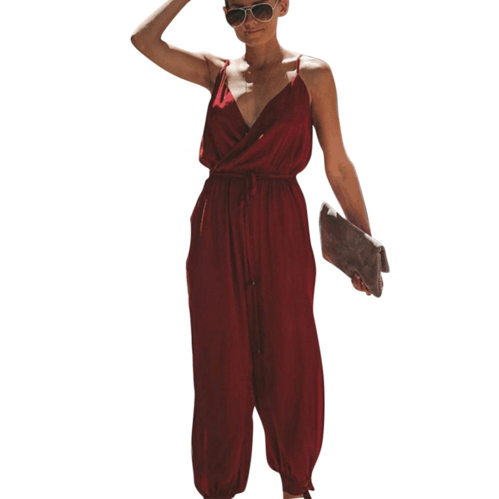 HOT SALES！！！Women Summer Sexy Backless Casual Deep-V Floral Print Strappy Jumpsuits Romper