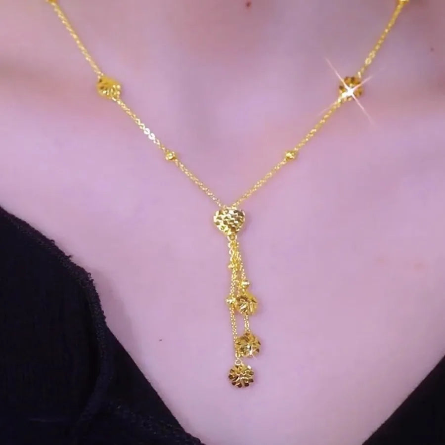 Fashion 18 K Gold Color Heartlove Shape Pendant Necklace for Women Bride Clavicle Chain Birthday Wedding Jewelry Gifts Not Fade