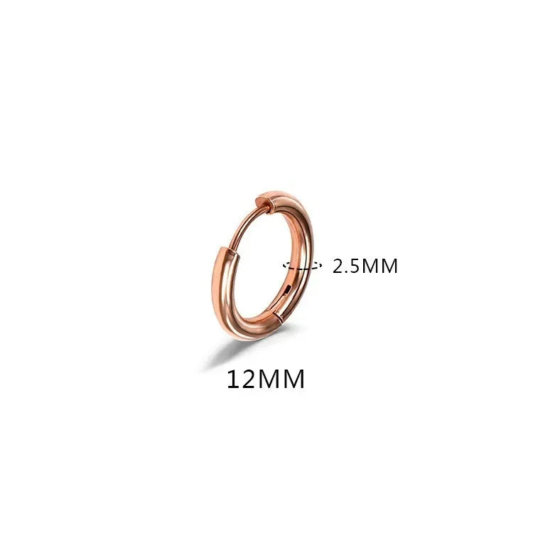 LATS 2024 New Simple Stainless Steel Small Hoop Earrings for Women Men 8mm To 20mm Round Cartilage Ear Piercing Fashion Jewelry