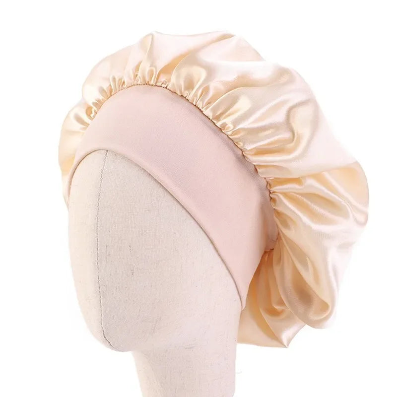 Baby Kids Satin Wide Band Sleeping Hat Night Cap Hair Care Beanie Turban Bonnet Children Girls Head wrap Scarf Bandana Headwear