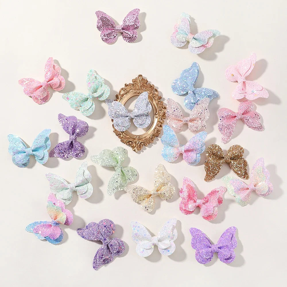2/4/5Pcs Women Girl Glitter Butterfly Hair Clip for Children Sequins Bow Hairpins Cute Headwear Trendy Hairgrip Hair Accessories