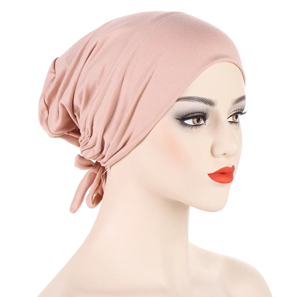 Double Layer Satin Hijab Cap for Women, Islam Undercap with Tie Bonnet, Instant Hijabs, Turkish Scarves, Muslim Turban, Bandana