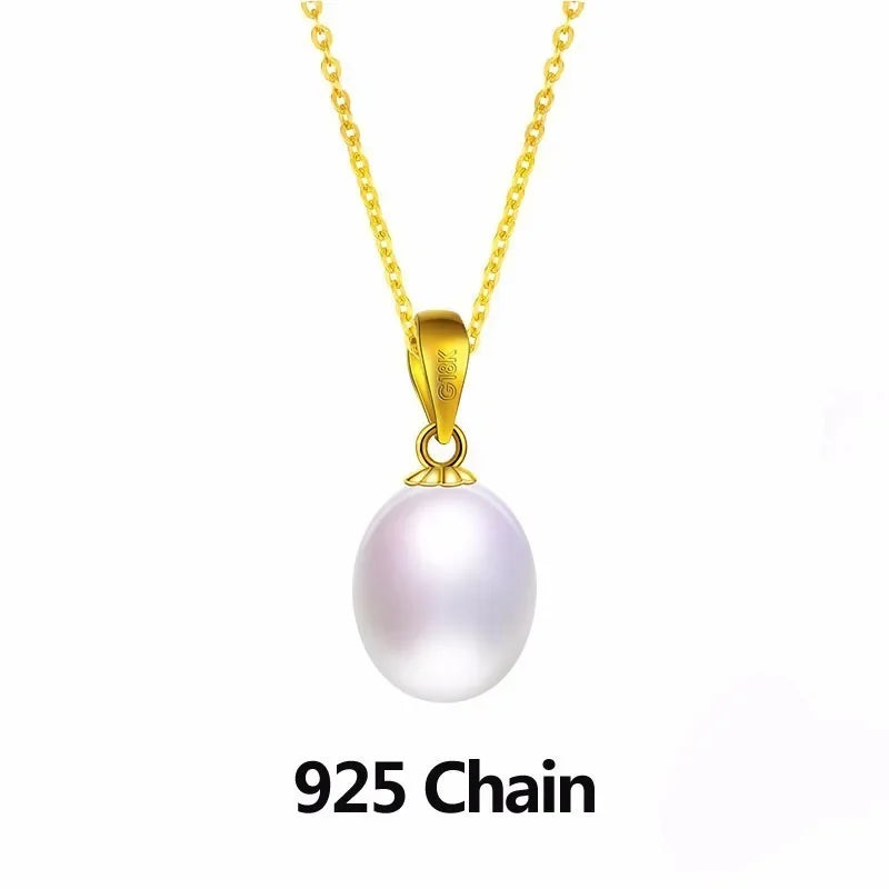 Dainashi Real Pure 18K Gold Jewelry Necklace&Pendant,Natural Freshwater Pearl Women Pendant,Fine Jewelry With Gift Box For Lover
