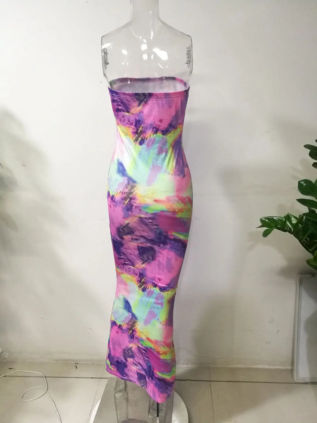 Sexy Boho Style Colorful Striped Tie-dyed Long Maxi Dress Women Strapless Sleeveless Bodycon Dress Elegant Club Party Vestidos