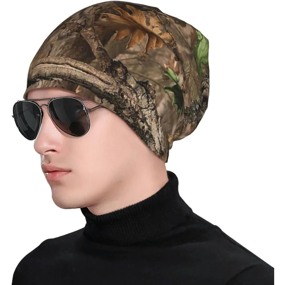 Desert Forest Camo 3D Knit Hat Slouchy Skull Cap Beanie Hat for Men Women Scarf Bandana Loose Cap Stretch Headwear Knit Hats