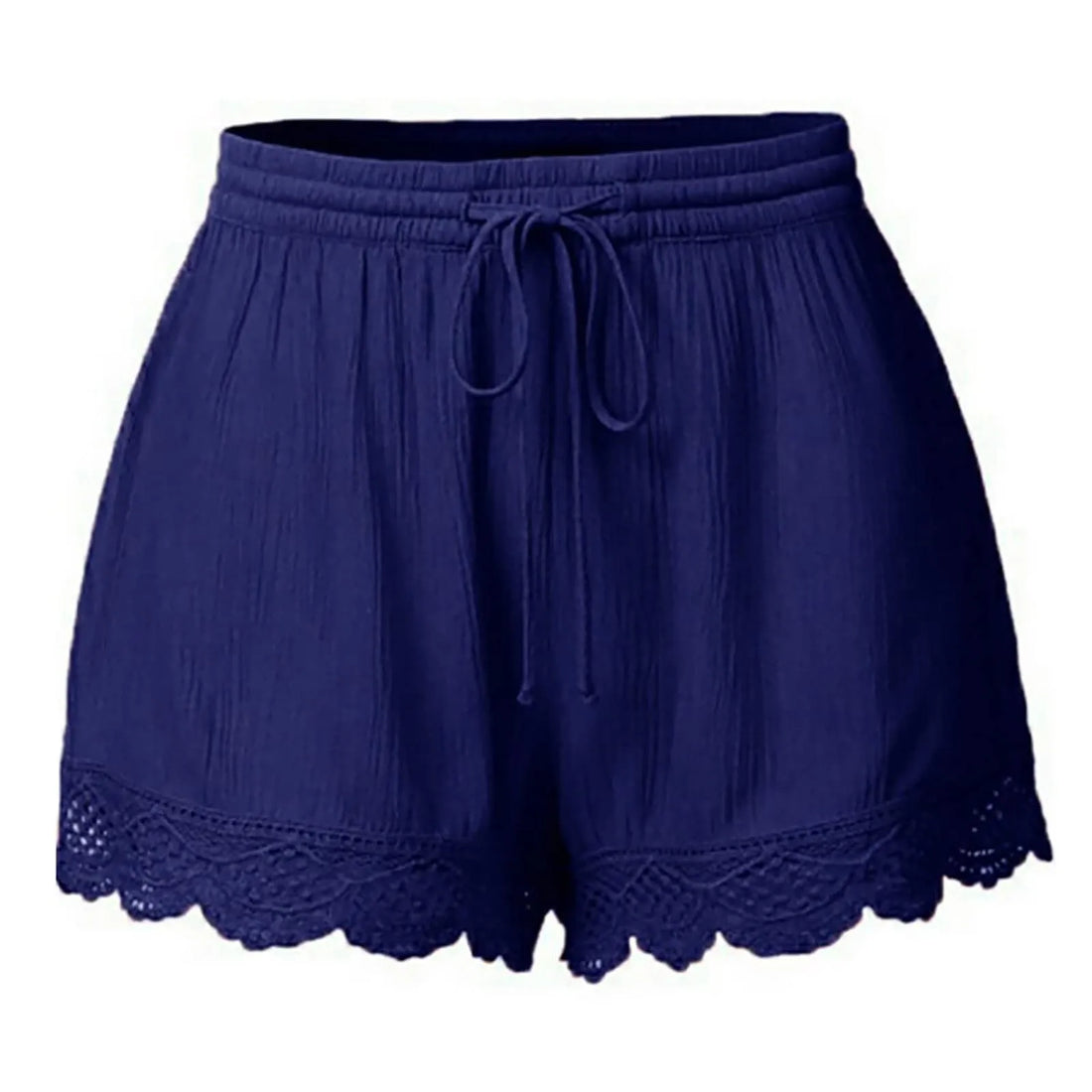 Ladies’ Casual And Versatile Solid Color Patchwork Lace Drawstring Shorts Basics Comfortable High Quality Plus Size Summer Pants