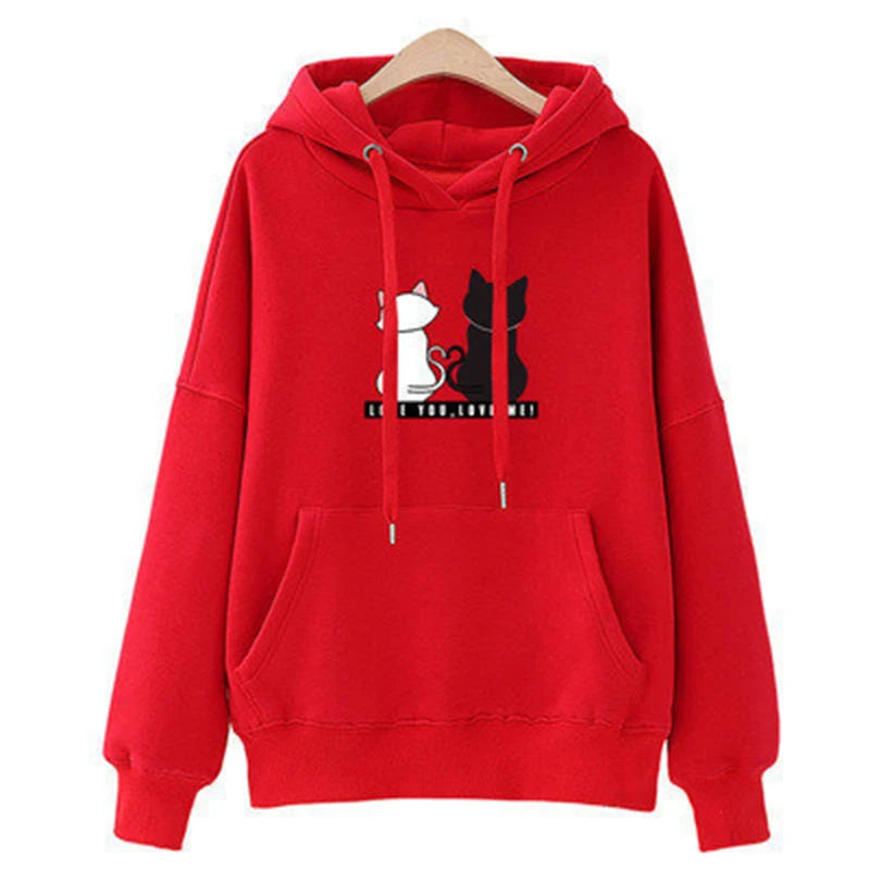 2024 Autumn Hoodie Women's Casual Hooded Sweatshirt Creative Hoodie Matching Streetwear Cute Cat Pattern Monogram Hoodie CYXX077