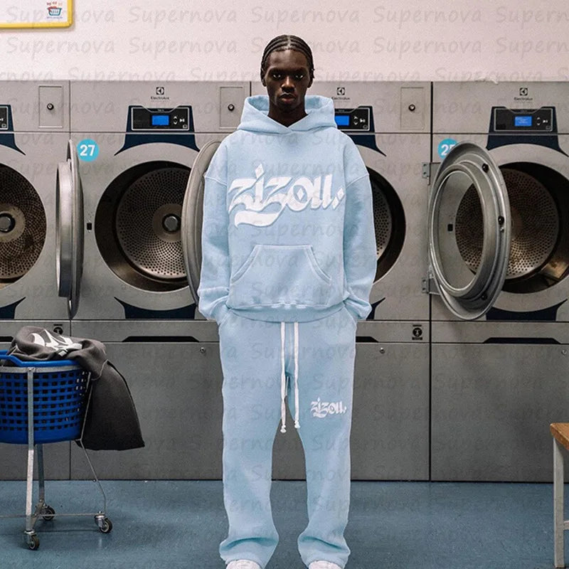 2024 new Hoodie  letter print Gothic punk streetwear men's hoodie Sweatshirt pullover long sleeved super big ZIP up hoodie Y2K