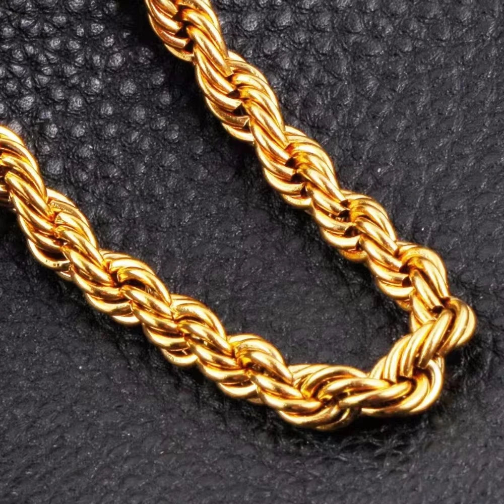 925 Silver Wholesale Noble 45-60cm 18K Gold 4mm Rope Chain Necklace for Women Man Fashion Wedding Charm Gift Jewelry 18-24Inch