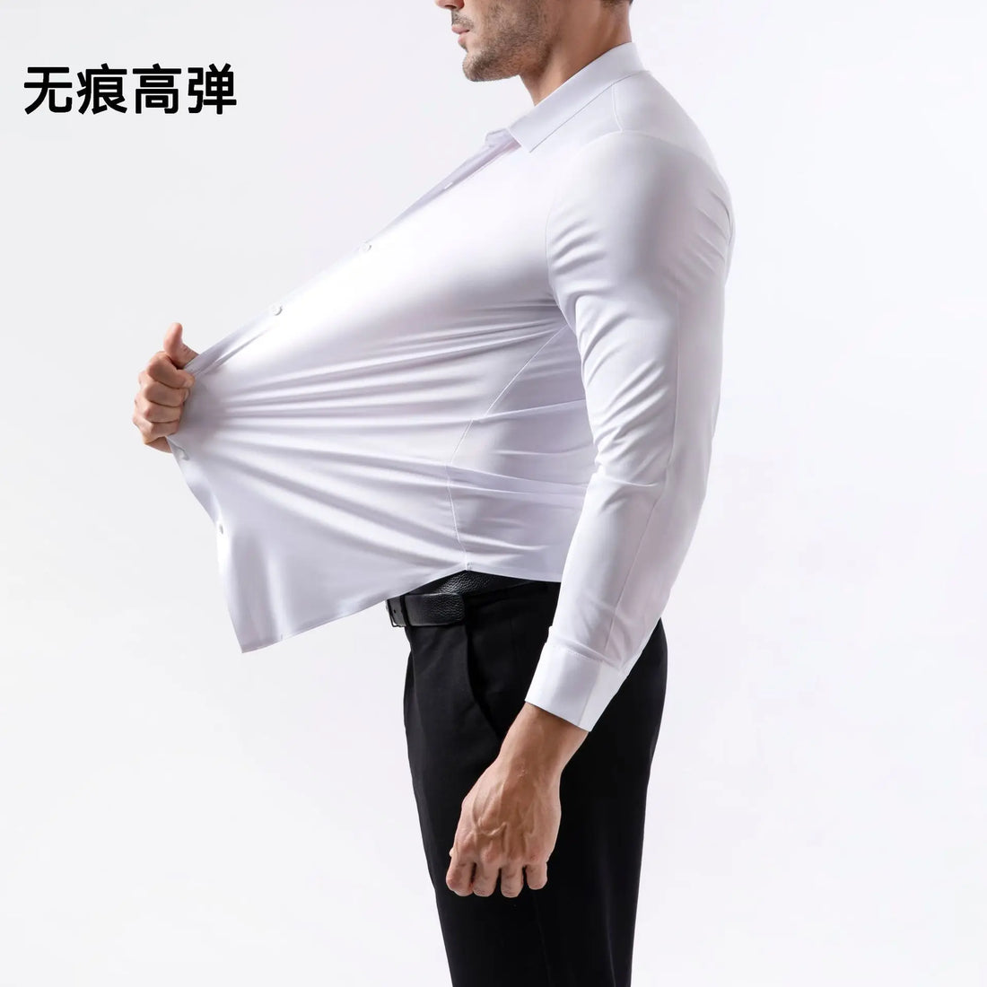 100 KG Non-Iron Four-way stretch Men's Long Sleeve Shirt Silky Foreign Trade Cross-Border Amazon Euro Men's TopS Shirts