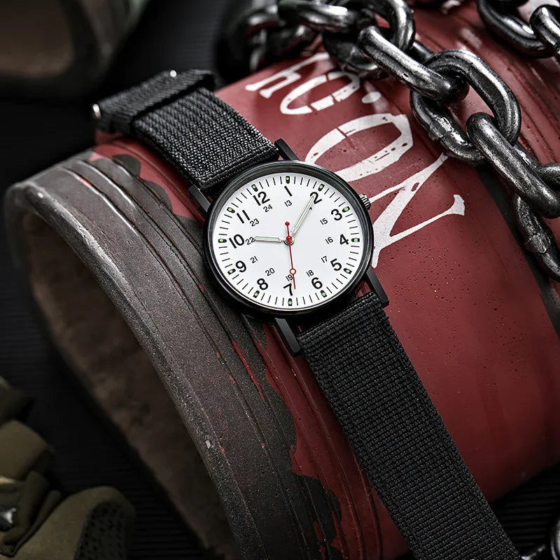 YIKAZE Military Men's Watches Luminous Shock Resistant Men Sports Watches Canvas Strap Simple Outdoor Quartz Wristwatch for man