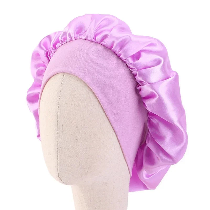 Baby Kids Satin Wide Band Sleeping Hat Night Cap Hair Care Beanie Turban Bonnet Children Girls Head wrap Scarf Bandana Headwear