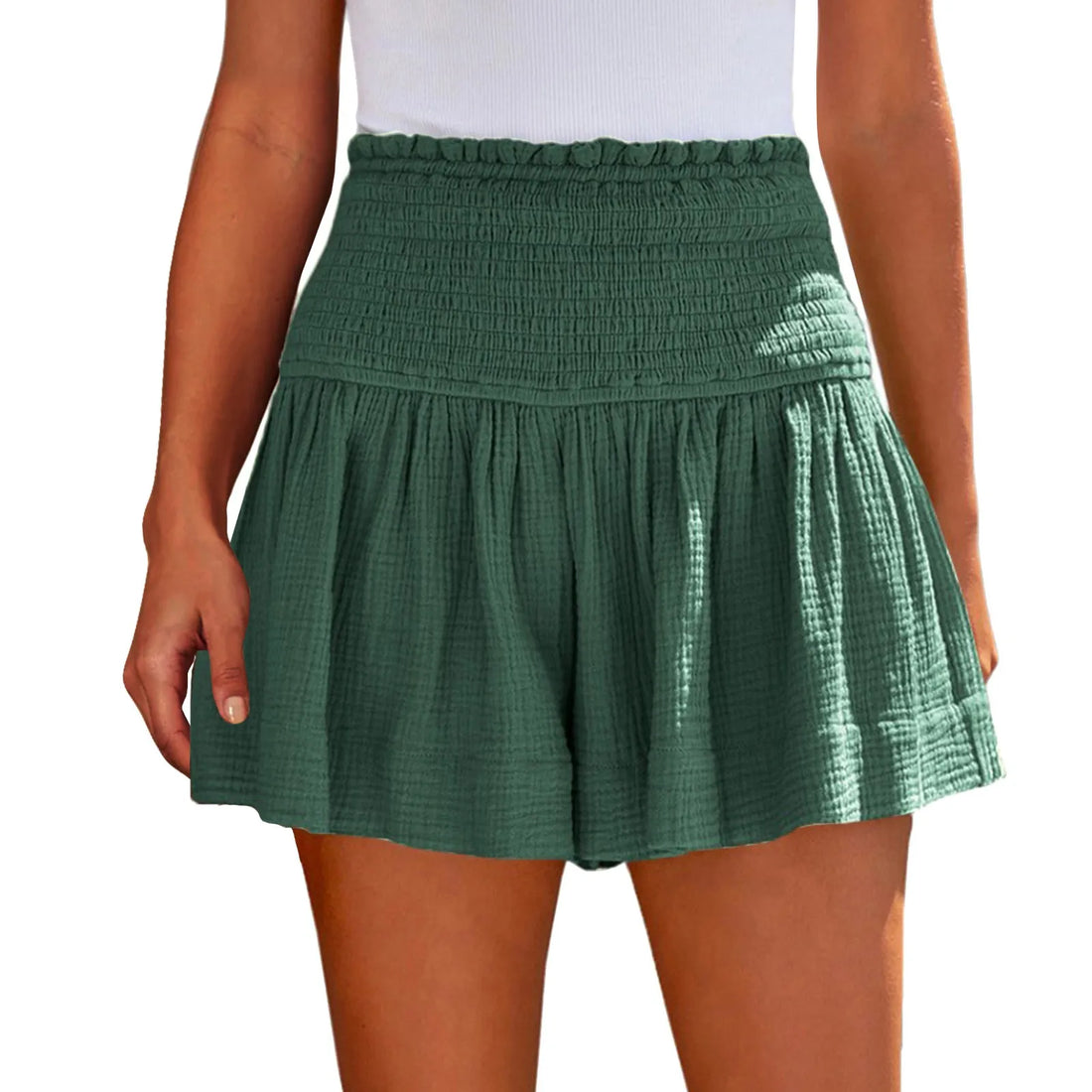 Women Shorts Ladies Casual Solid Color Breathable Fashion Wide Leg Shorts For Women Summer Female Pleated Shorts