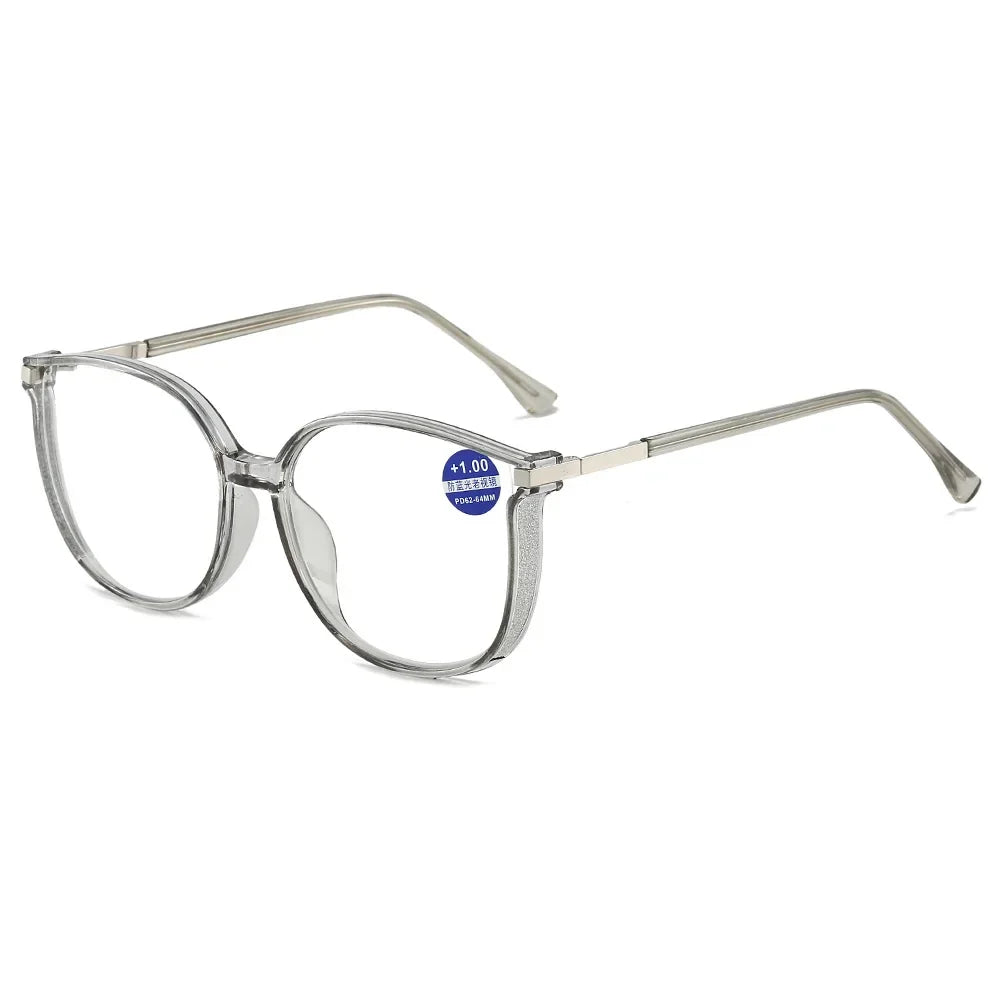 KLASSNUM Women Trendy Large Reading Glasses With Glitter Frame  Magnifing Transparent Glasses Plus Eyewear +1.0+1.5+2.0+2.5+3.0