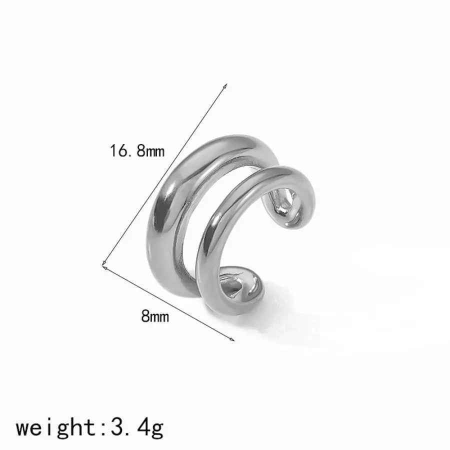 Hot Selling 18K Gold Color Stainless Steel Multilayer Ear Clip Waterproof Metal Unique Fashion Trendy Women Gift