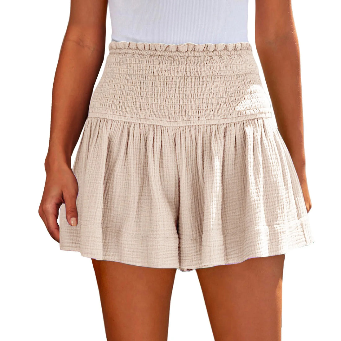 Women Shorts Ladies Casual Solid Color Breathable Fashion Wide Leg Shorts For Women Summer Female Pleated Shorts