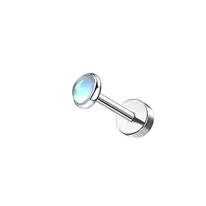 Bobisty 1pc 16G Cartilage Stud Earrings for Women Stainless Steel Small Opal Earring Studs Lip Bar Nose Ear Piercing Jewellery