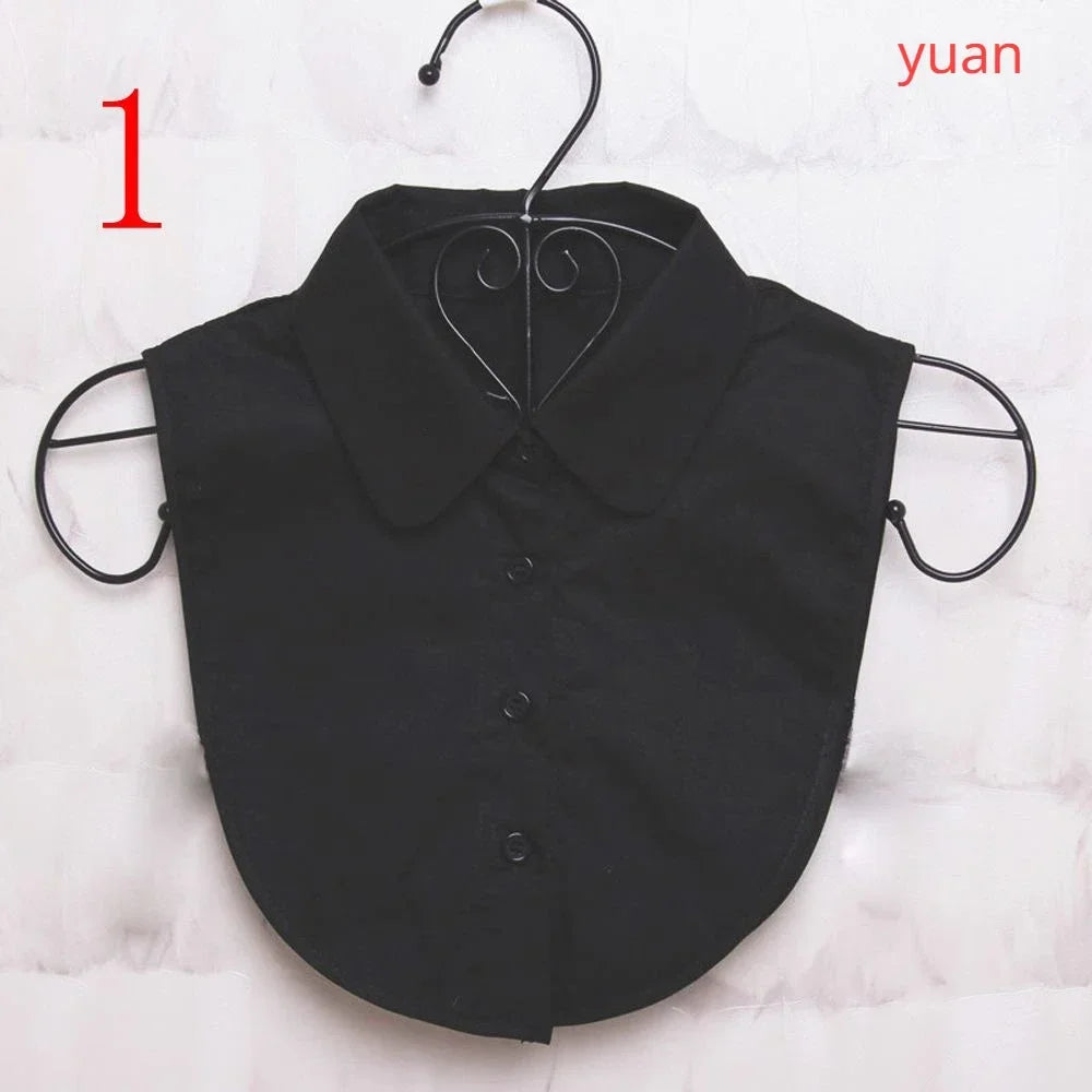 1Pcs Women Solid Color Shirt Cotton Lace Collars White & Black Blouse Spring Summer Vintage Detachable Clothes Shirt