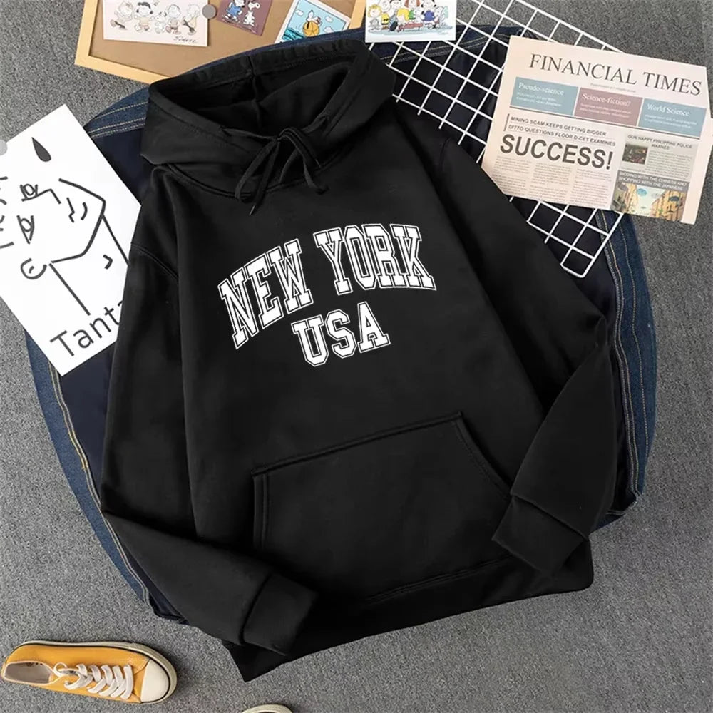 Brooklyn Letter Printed Hoodie Fashion Women Sweatshirt Warm Full Sleeve Hoodies Ladies Streetwear Winter Harajuku Tops Clothes