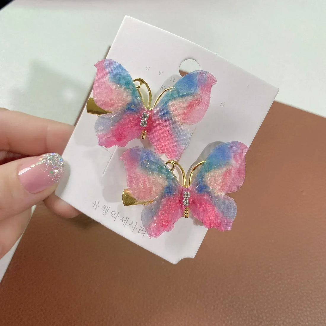 2/6Pcs Colorful Butterfly Hairpins Girl Hair Clips Barrettes Women Sweet Hair Ornament Rainbow Headwear Fashion Hair Accessories