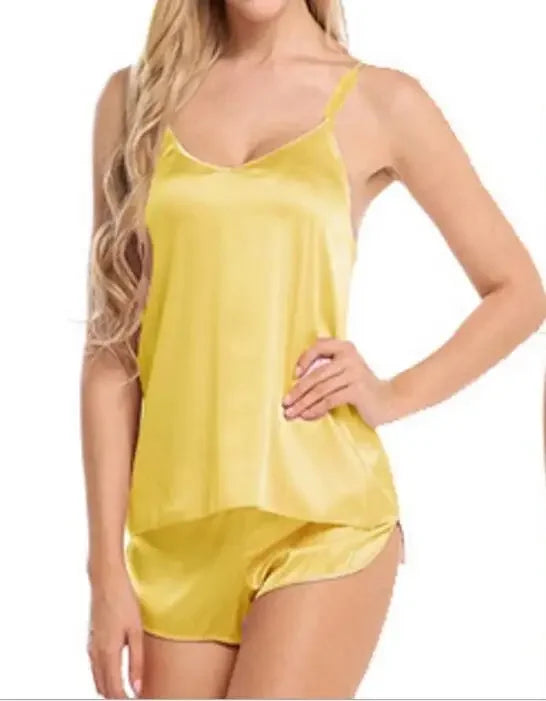 Sexy Women Pajamas Sets 2025 Pink Pajamas for Female Spaghetti  Sleeveless Tops+Shorts Home Suit Summer Cami V-Neck Sleepwear