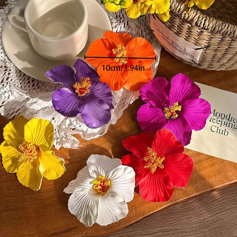 6PCS/3PCS Hawaiian-style Hibiscus Hair Clips Artificial Flower Headwear Suitable for Seaside Vacations Party Decorations