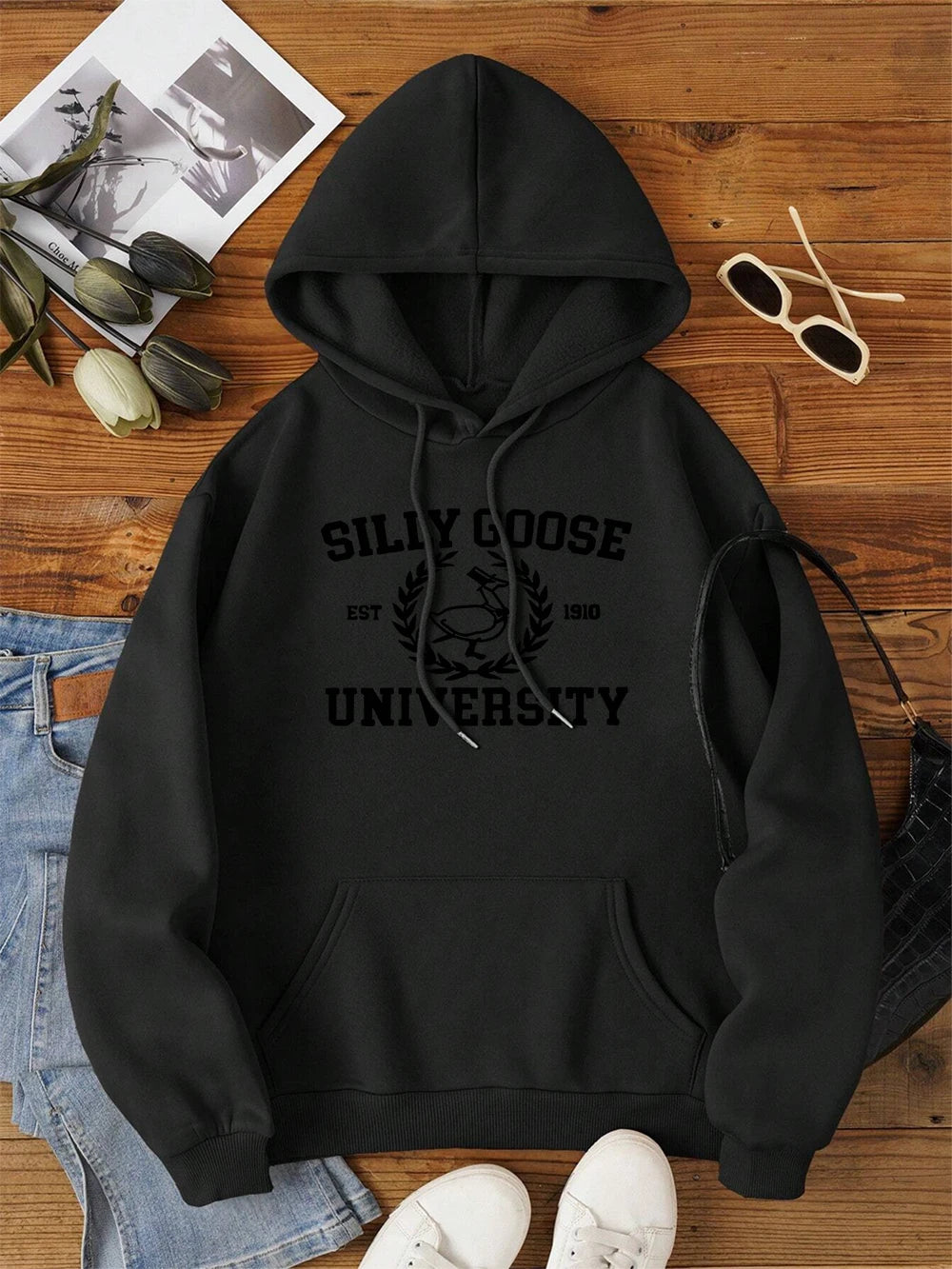 Silly Goose Est 1910 University Hoody Men Women Autumn Streetwearstreetwear O-Neck Casual Pullover Street Fleece 2024 New Hoodie