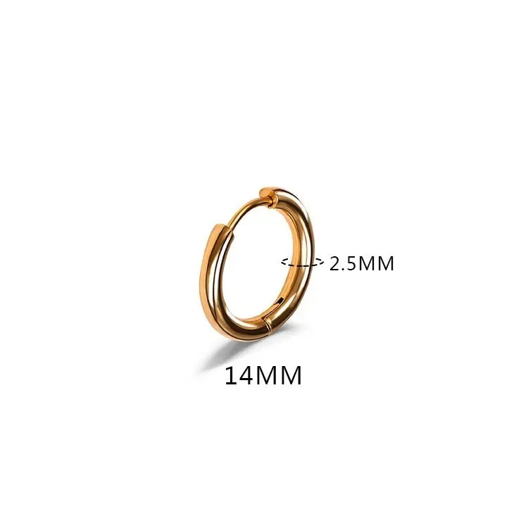 LATS 2024 New Simple Stainless Steel Small Hoop Earrings for Women Men 8mm To 20mm Round Cartilage Ear Piercing Fashion Jewelry