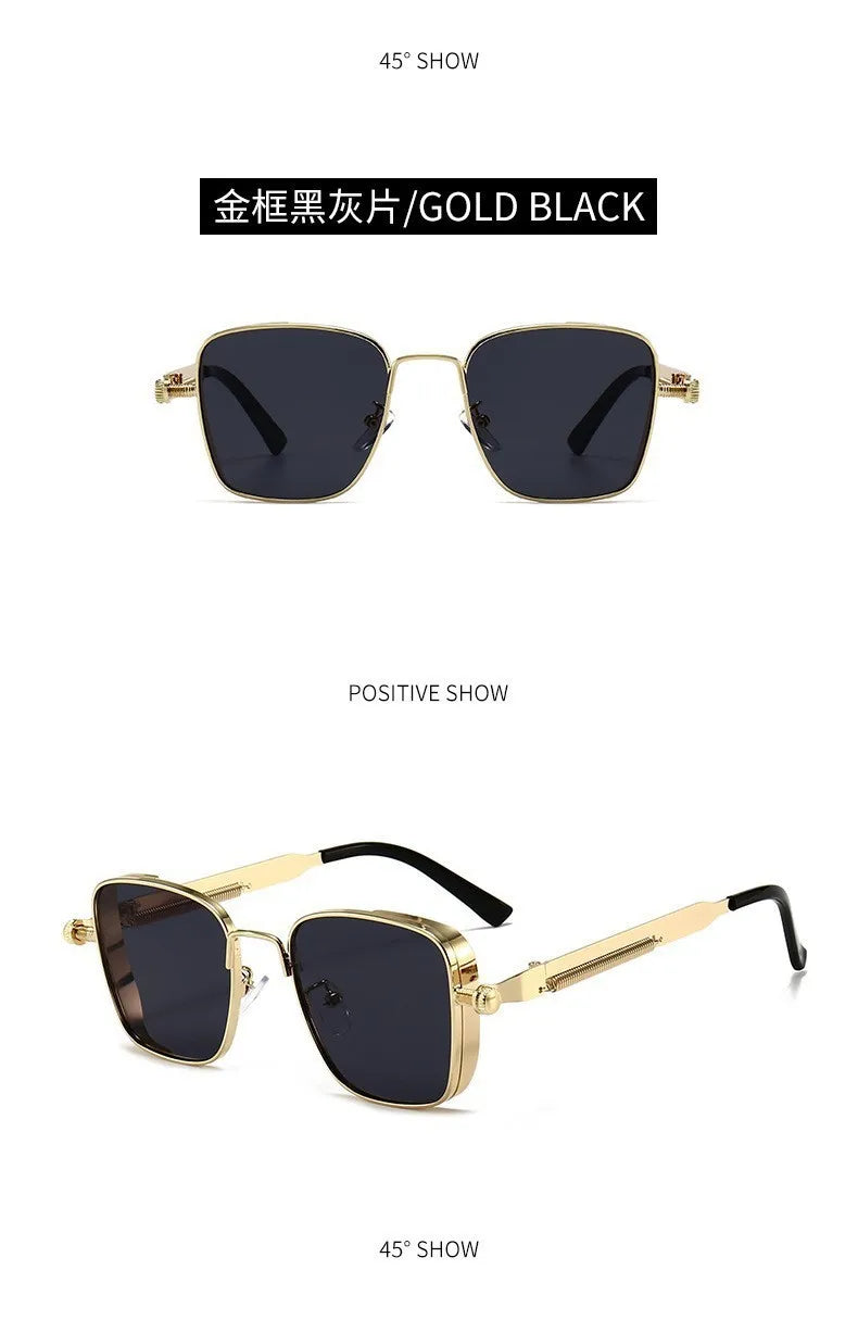 2025 High Quality Metal Punk Fashion Trendy Sunglasses for Men Outdoor Sunglasses Men Driving Anti UV lunettes de soleil homme