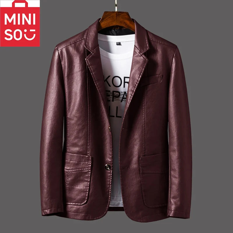 Spring and Autumn new suit leather jacket men's zipper business interior windproof, fashionable, warm, versatile, personalized a