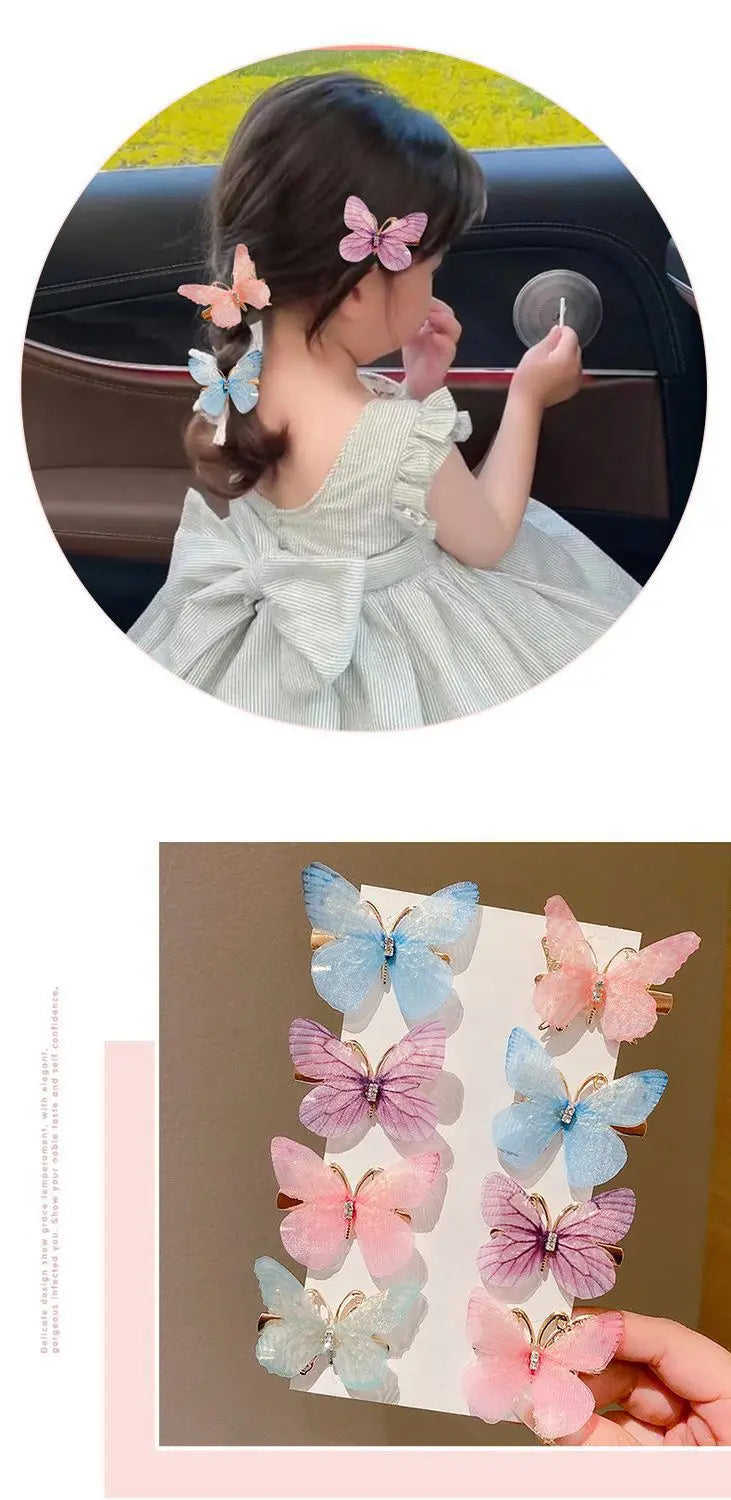 2/6Pcs Colorful Butterfly Hairpins Girl Hair Clips Barrettes Women Sweet Hair Ornament Rainbow Headwear Fashion Hair Accessories
