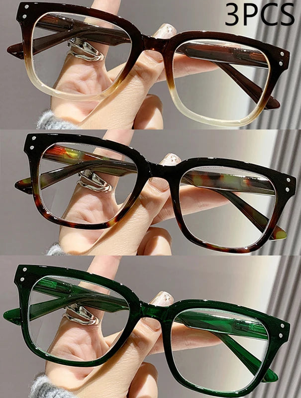 2/3PCS New Trendy Reading Glasses High-end Simple Square Frame Ultra-light Reading Glasses For Men And Women 2328