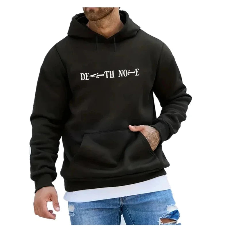 Anime Death Note Hoodies Men Kawaii Cartoon Graphic Streetwear Harajuku Winter Warm Sweatshirts Male Pullover Top